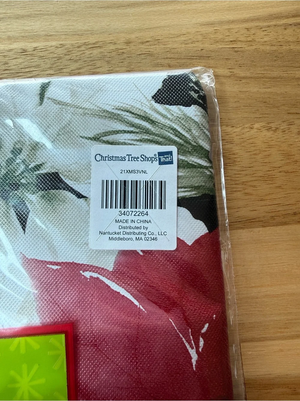 Vinyl Tablecloth - Red & Green Floral